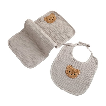 

2 Pcs/Set Baby Feeding Drool Bibs Shoulder Pad Towel Saliva Towel Soft Cotton Burp Cloth for Newborn Toddler Bandana