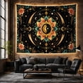 thumbnail image 6 of Ornate Sun Face with Crescent Moon Against a Starry Night, Mystical Boho for Celestial Art Lovers, Bohemian Wall Decor Housewarming Gift, Tapestry Wall Hanging for Bedroom and Living Room, 6 of 7