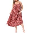 thumbnail image 2 of Agnes Orinda Women's Plus Size Dresses Spaghetti Straps Spring Summer Beach Boho Long Dresses 1X Crimson, 2 of 6