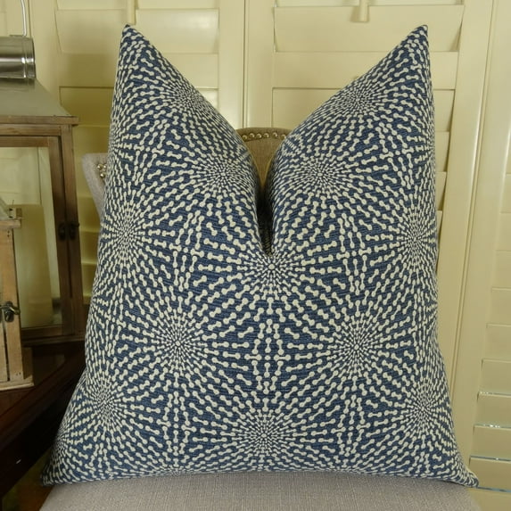 Thomas Collection Navy Taupe Geometric Designer Decorative Throw Pillow - 11080