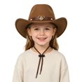 thumbnail image 2 of ZHOGXU Classic Western Cowboy Hat Heart Applique Chin Strap Kids Boys Girls Sport Wear, 2 of 4