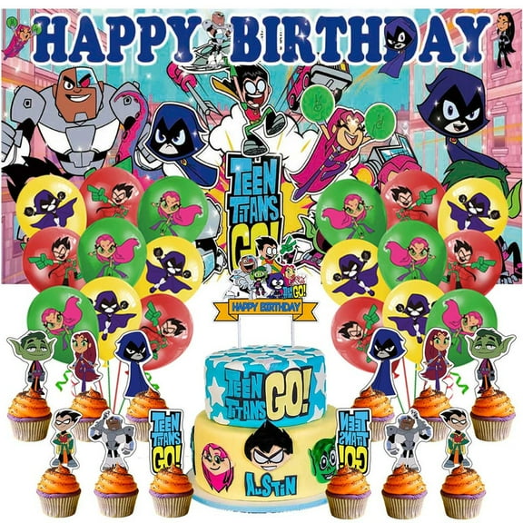 Teen Titans Go Latex Balloons Party Supplies Decor Banner Backdrop Kit Birthday Decorations
