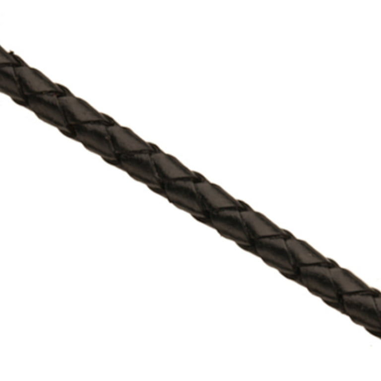 Genuine Braided Leather Cord Round Black 4-Strand Braided Italian Style 4mm, 5ft Pool, Women's