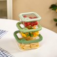 thumbnail image 1 of Food Safe Borosilicate Glass Containers With Lid Set Of 3 - Green | Transparent Square Containers With Air Vent Glass Lid For Kitchen Storage - Microwave, Dishwasher & Refrigerator Safe, 1 of 5