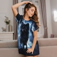 thumbnail image 3 of Sikiie Night Scene of Wolves Print Women's Short-sleeved Nightdress, Round Neck Pullover Nightdress Pajamas Summer Home Wear, 3 of 6