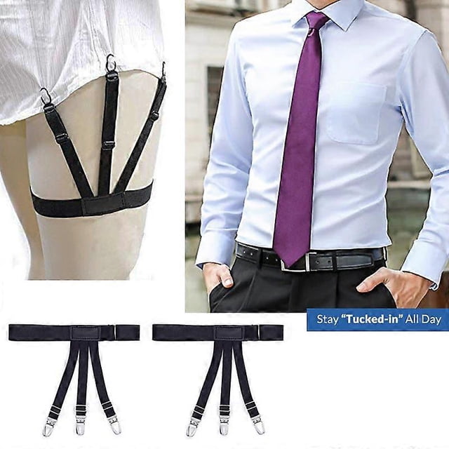 Shirt Stay clips Men s Shirt Slip Clip Adjustable Shirt Stay Garters Soft and Smooth Elastic with Anti-Slip Clip