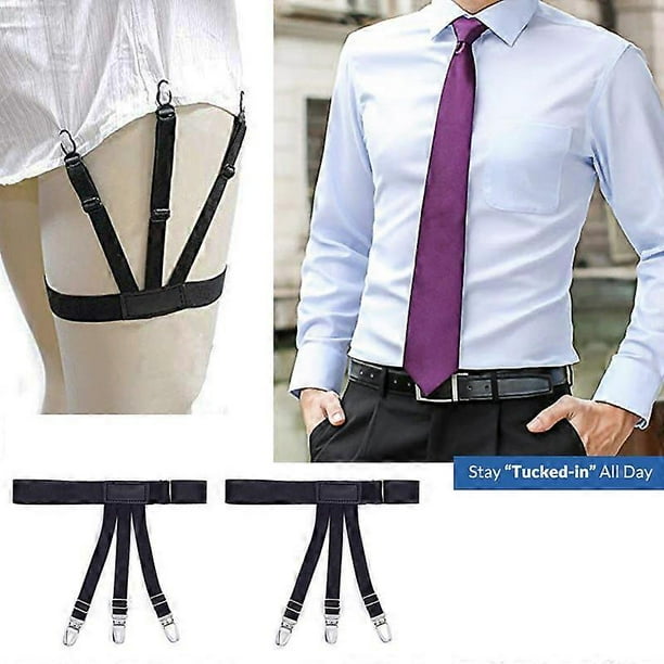 Shirt Stay clips Men s Shirt Slip Clip Adjustable Shirt Stay Garters Soft and Smooth Elastic with Anti-Slip Clip
