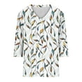 thumbnail image 4 of CYMMPU Floral Printed 3/4 Sleeve Blouses for Women Dressy Casual V Neck Spring Tops Loose Fit T-Shirts Fall Trendy Shirts Business Elegant Work Tops T-Shirts Multicolor XXXL, 4 of 5