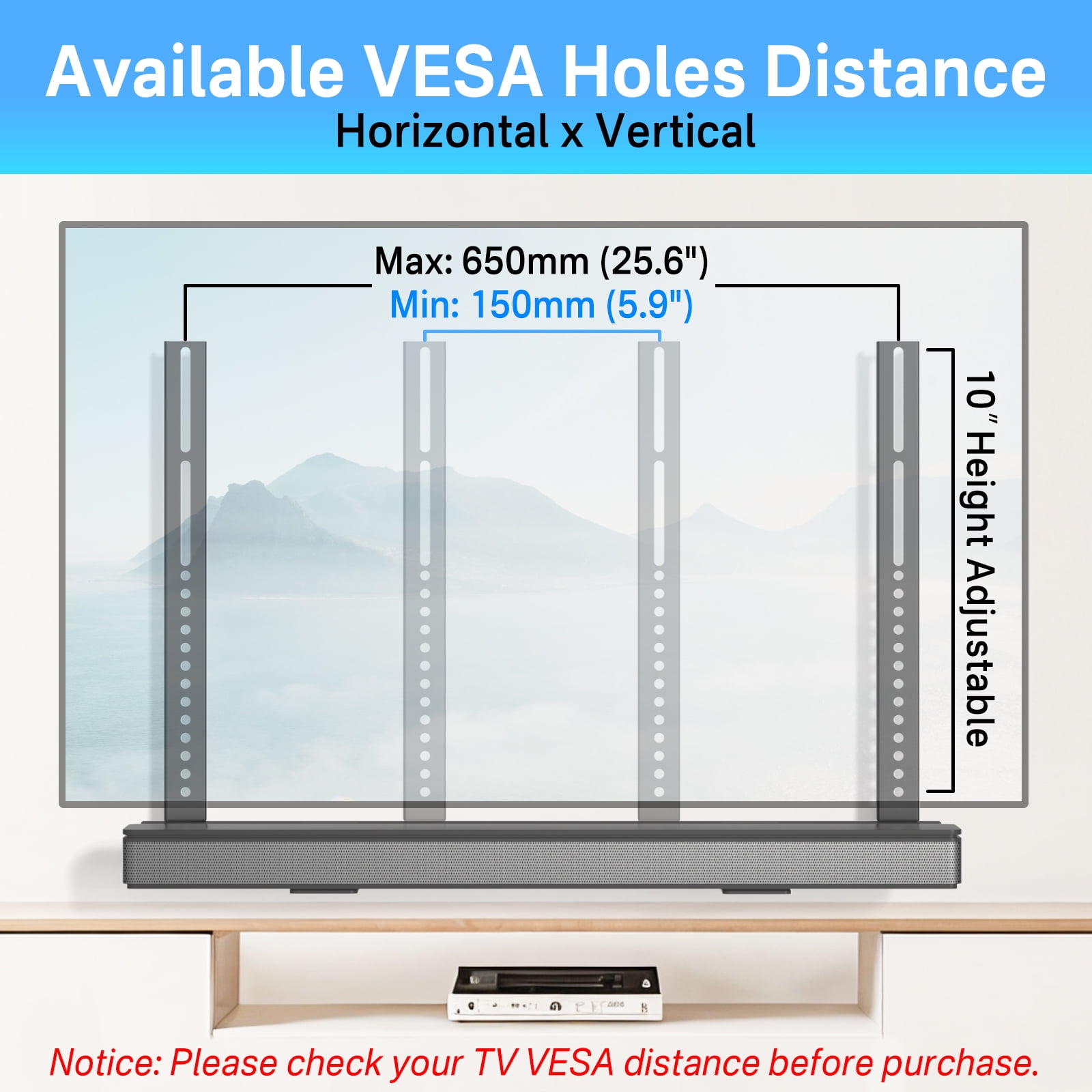 Sound Bar Mounts Under TV for Samsung, Vizio, LG and More Soundbar with Remote Holder - Adjustable Height & Depth Sound Bar TV Bracket Hold Up to 35 Lbs