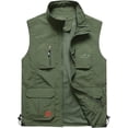 thumbnail image 1 of langtato - Chaleco sin mangas para hombre, casual, ligero, de secado rápido, pesca, caza, fotos, sin mangas, con bolsillos,Verde militar,Chica, 1 of 6