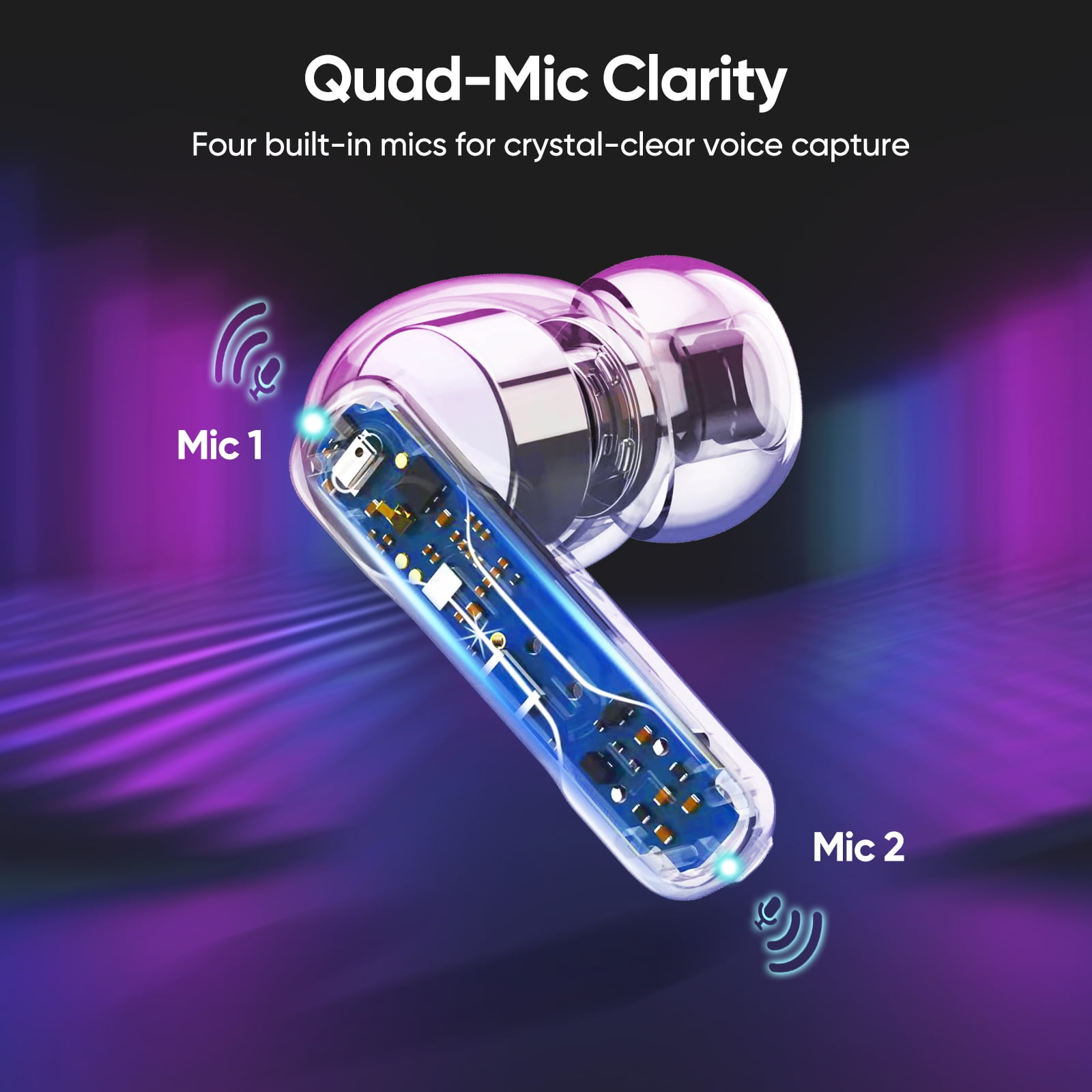 Middle Rabbit SW4 Wireless Gaming Earbuds for PC PS4 PS5 Switch Mobile - 2.4G Dongle & Bluetooth - 30ms Low Latency - Headphones with Built-in Microphone - 4 Mics PC Earbuds - PS4 PS5 Headset