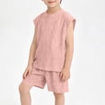 thumbnail image 6 of WAVSUF Boys Knitted Outfit Sets Sleeveless Tank Tops and Shorts Kids Summer Active Casual Clothes 2 Piece Pink Size 7, 6 of 7
