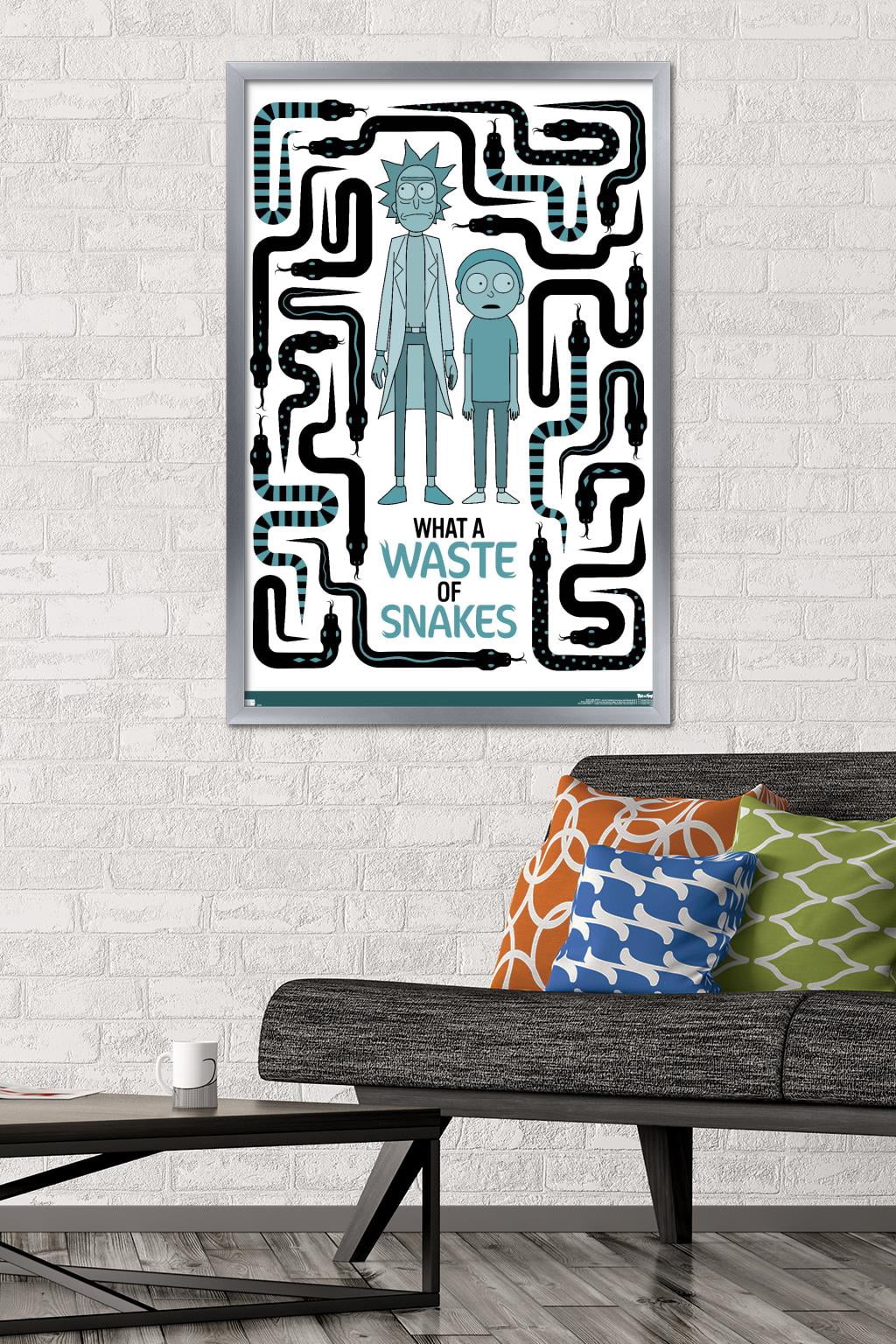 Rick and Morty - Waste of Snakes Wall Poster, 22.375" x 34", Framed