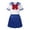 Blue-Skirt, variant on Girls Sailor Uniform 2-Piece Set Cheerleader Style Short Sleeve Top with Bow Pleated Skirt for Kids Back to School Performances Stage Show(Blue-Skirt,6-7 Years)