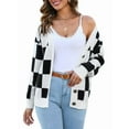 thumbnail image 2 of Women Fall Button Down Long Sleeve Cardigan Open Front Ribbed Knit Oversized Cardigan Sweaters Black XL, 2 of 9