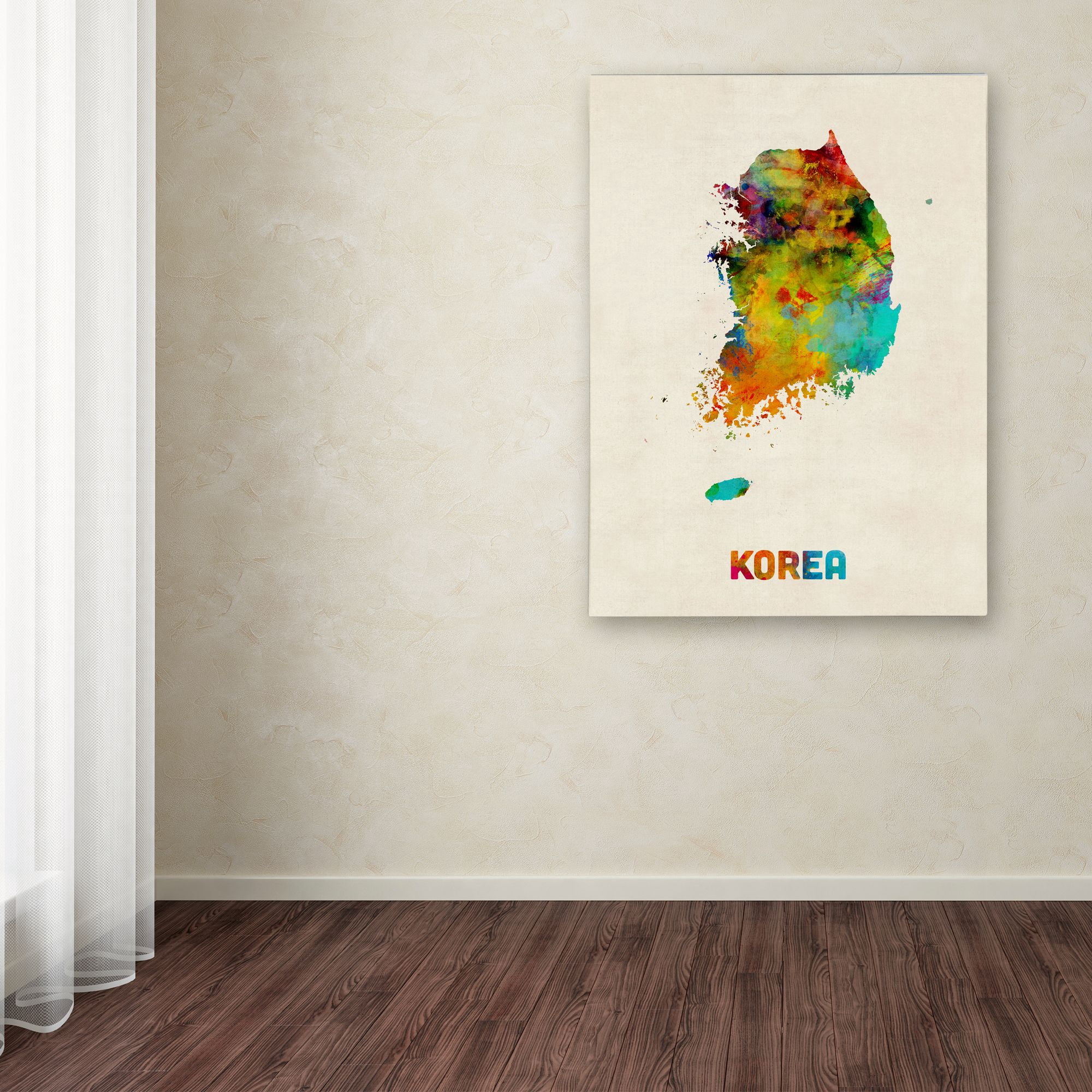 Trademark Fine Art "Korea Watercolor Map" Canvas Art by Michael Tompsett