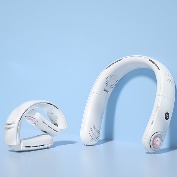 Ventilador USB manos libres LED Pantalla digital 5V 5W Ventilador de cuello 4000mAh Refrigeración de 3 velocidades (C)