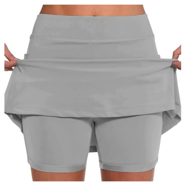 Falda de tenis para mujer con pantalón corto interior - Falda pantalón deportiva de cintura alta para yoga/correr - Tejido de secado rápido, cintura elástica, tallas S-XXXXXL