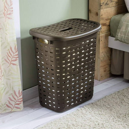 sterilite laundry hamper plastic weave espresso 1276 rectangular pack walmart