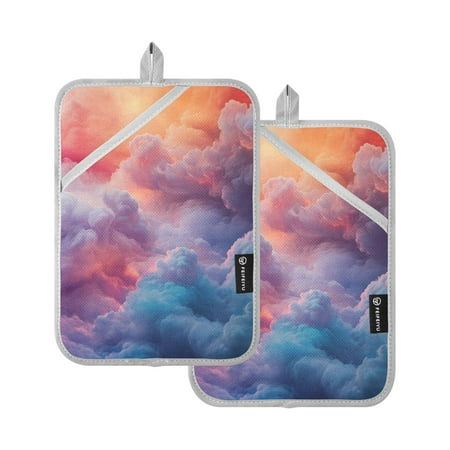 

Colorful Clouds Dreamy Colors Potholders Heat Resistant Pot Holder Set of 2 Oven Hot Pads with Pocket