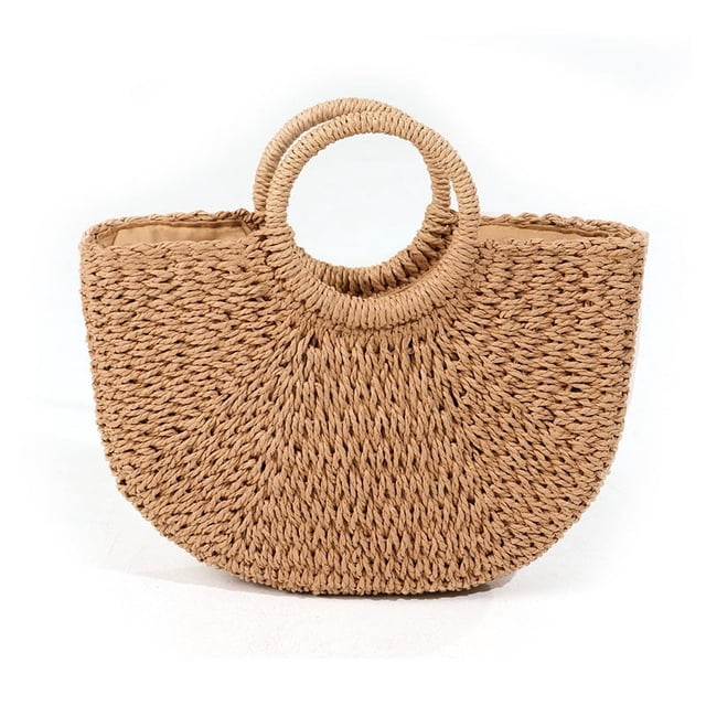 Zhuge Bolso de hombro tejido para mujer, bolso de mano tejido, bolsos de mano tejidos elegantes para la playa de verano, bolsos de hombro (caqui)