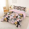 thumbnail image 3 of jejeloiu Floral Cat Pattern Full Size Comforter Sets Kids,Colorful Rustic Flowers Bedding Sets,Reversible,3pcs, 3 of 8