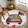 thumbnail image 3 of Round Area Rug 5 Ft, Puerto Rican Flag Washable Non-Slip Circle Carpet for Living Room/Bedroom, Vintage Country Truck Flowers Wooden Grain Low-Profile Runner Mats Collection Rugs for Indoor, 3 of 7