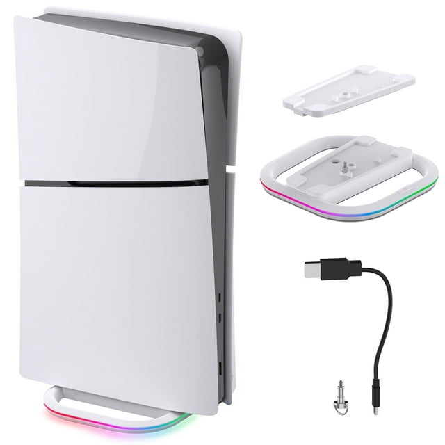 Support Vertical pour PS5 Slim Édition Disque et Numérique Base Autoportante PS5 avec Lumières RGB Accessoires Simples Antidérapants