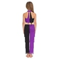 thumbnail image 6 of Aislor Girls Latin Dance Performance Bodysuit Shiny Sequin Tassel Jumpsuit Dancewear Purple 16, 6 of 7
