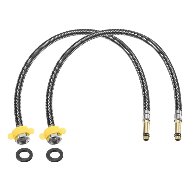 2Pcs 24" Faucet Supply Lines Connector G1/2 Female Compression Thread x M10 Male Connector for Kitchen(Black)