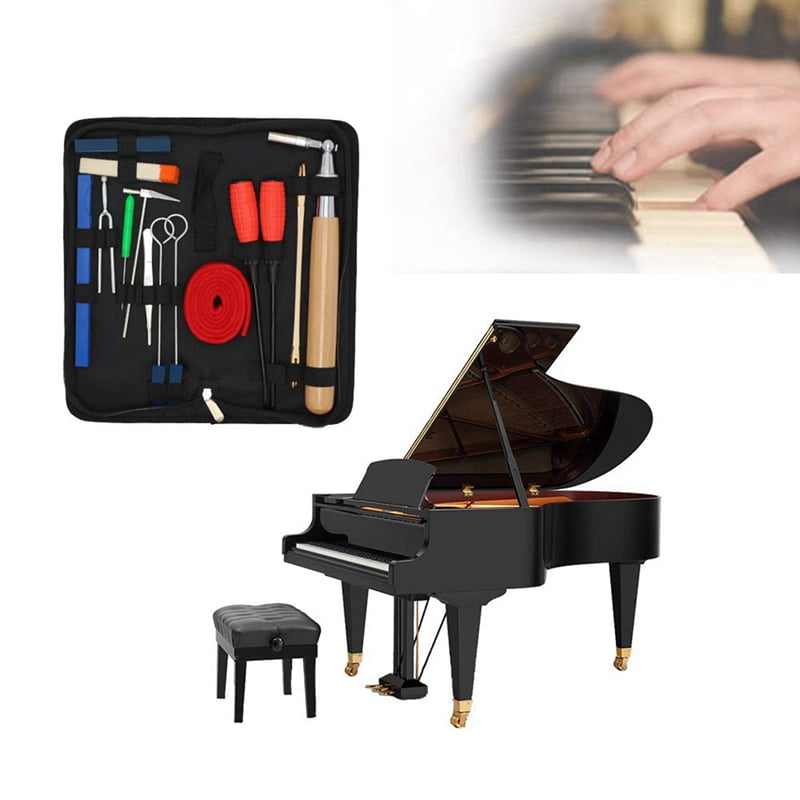 Piano Tuning Kit 32Pcs Professional Piano Tuners Tools Set Wrench Hammer Mute Fork Screwdriver Belt Tweezers Clip