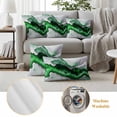 thumbnail image 6 of Teal Marble Outdoor Waterproof Pillow Covers, Farmhouse Contemporary Abstract Aesthetic Decorative Square Throw Pillowcase Sofa Cushion Sham for Patio/Couch/Chair, 20"x20" 2 Pack, 6 of 8