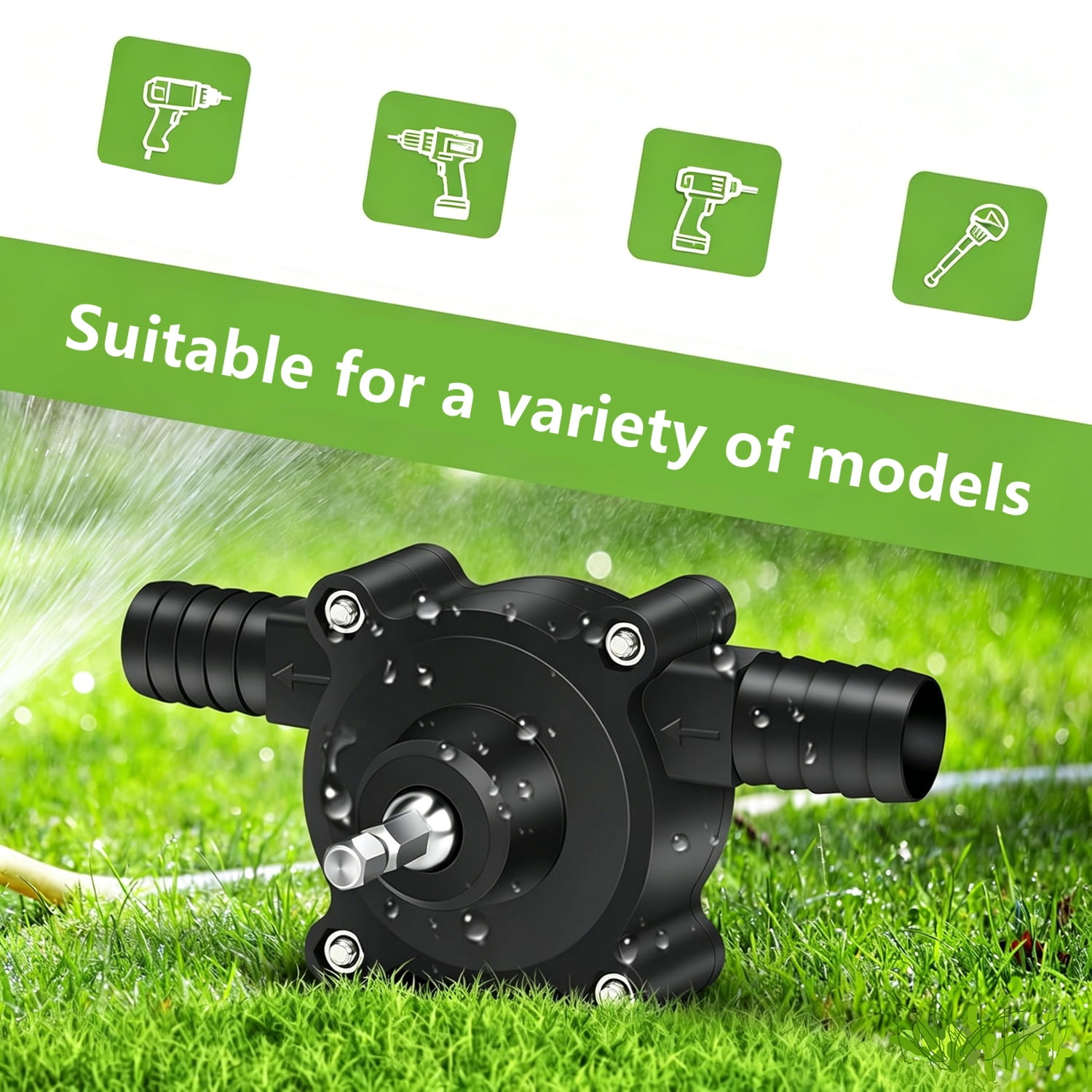 1 Pack Self-Priming Water Transfer Pump Powered by Hand Electric Drill, Portable Household Drill Pump for Water Transfer & Well Pumping