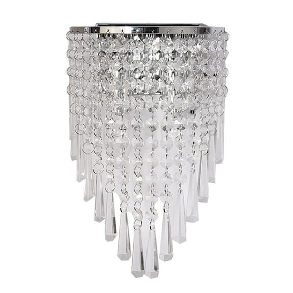 110V Modern Crystal Wall Light Sconce LED Bedroom Lamp Hallway Lighting Fixture Silver Applicable Space 5-10m² 7.48*12.99in for Front Doors, Bedrooms, Living Rooms