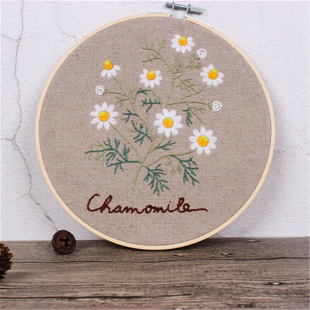 DIY Embroidery Kit for Beginners Flower Pattern Cross Stitch Needlework 