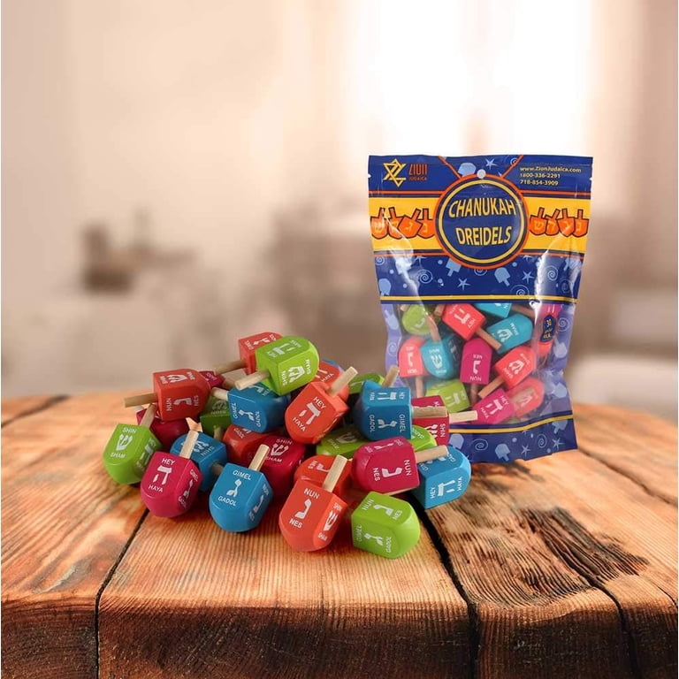 Zion Judaica Colored Wooden Dreidels, 1.75", 100-Pack photo 2