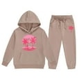 thumbnail image 4 of Girls Outfit Sets Girls Sets Child Toddler Boys Girls Long Sleeve Solid Warm Hoodie Pullover Tops Pants Kids Outfits Sweat Suit, 4 of 4