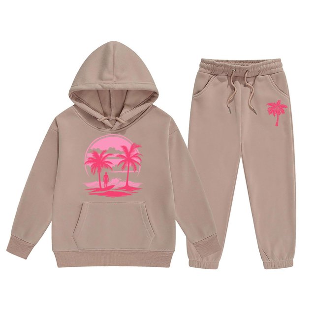 Hiiyo Girls Outfits Graphic Long Sleeve Hoodie Sweatpants 2-Piece Sweatsuits