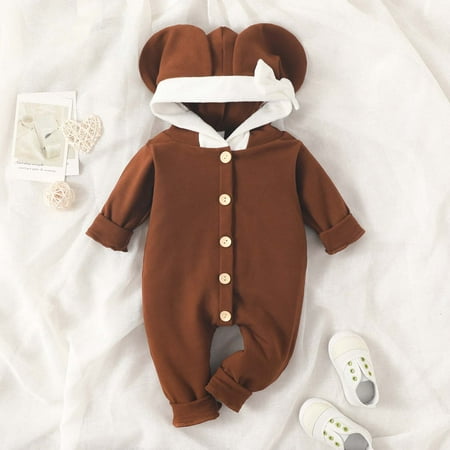 

QISIWOLE Infants And Toddlers Elephant Ears One-piece Romper Single-Breasted Long Romper Cute Autumn And Winter Outside Wearing Fart Suit Deals