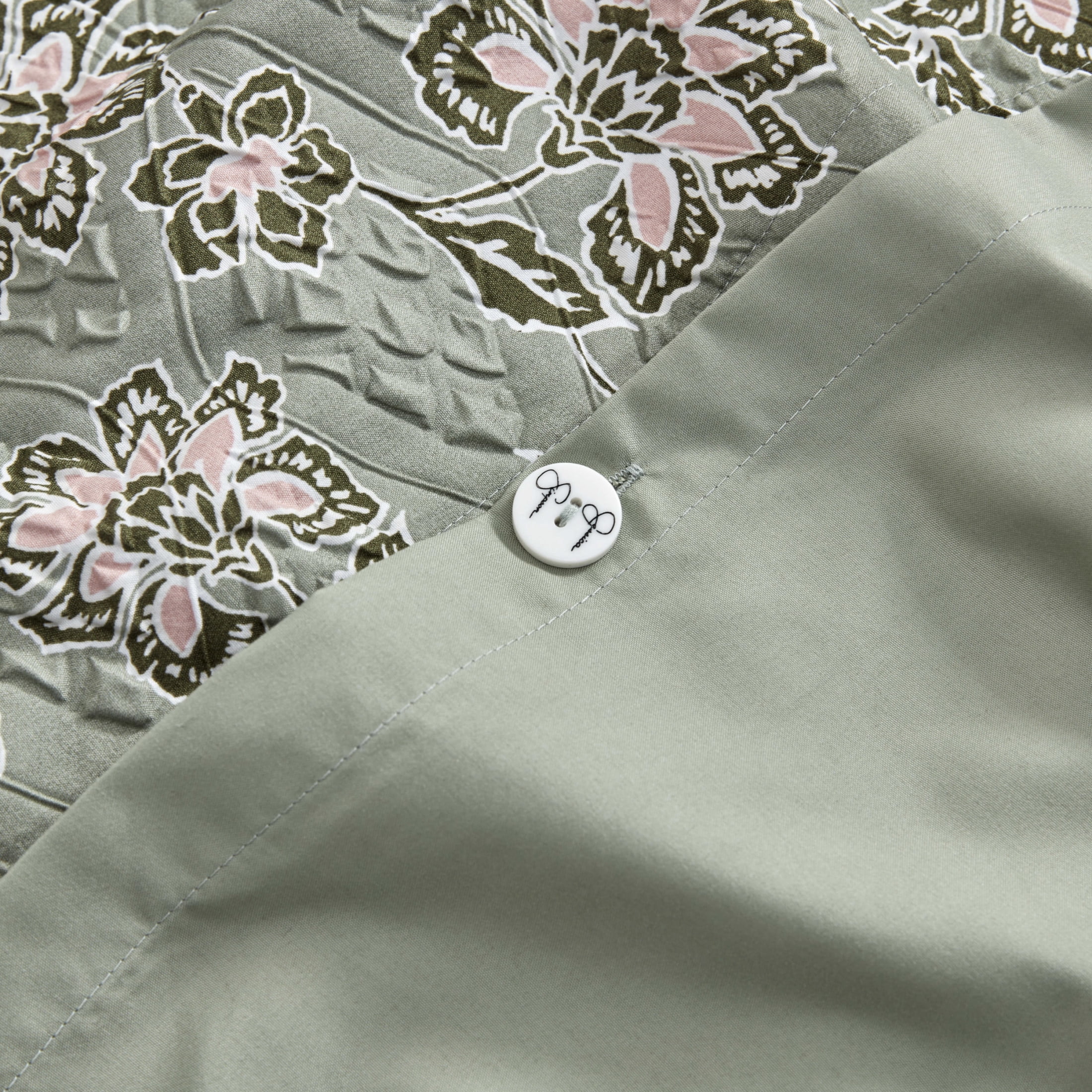 Jessica Simpson Botanical Embossed Sage Green Duvet Cover Set Queen/Full Size - 3 Piece Set