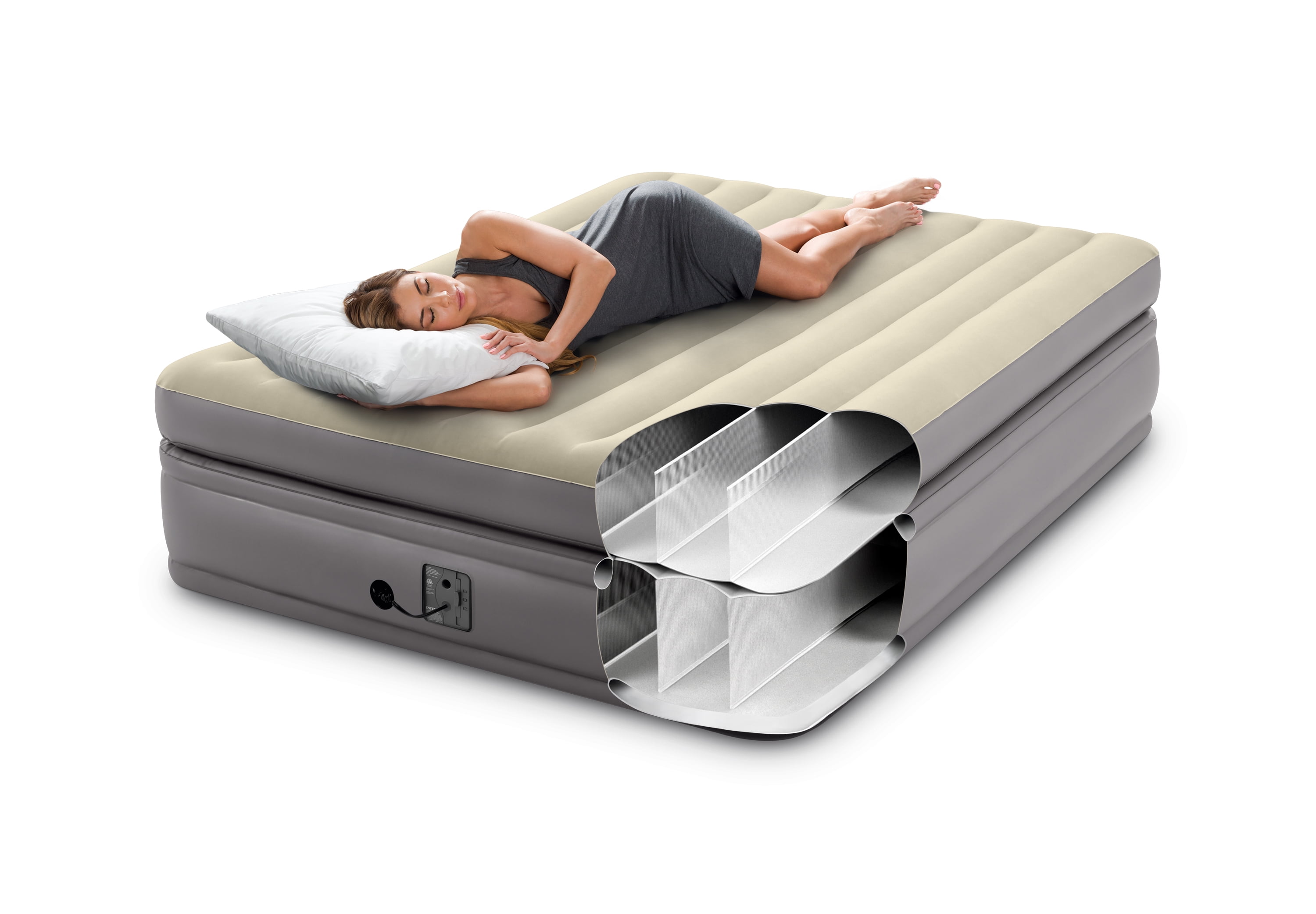 Intex 64163EP Comfort Elevated Portable Airbed with Fiber-Tech Technology, Queen
