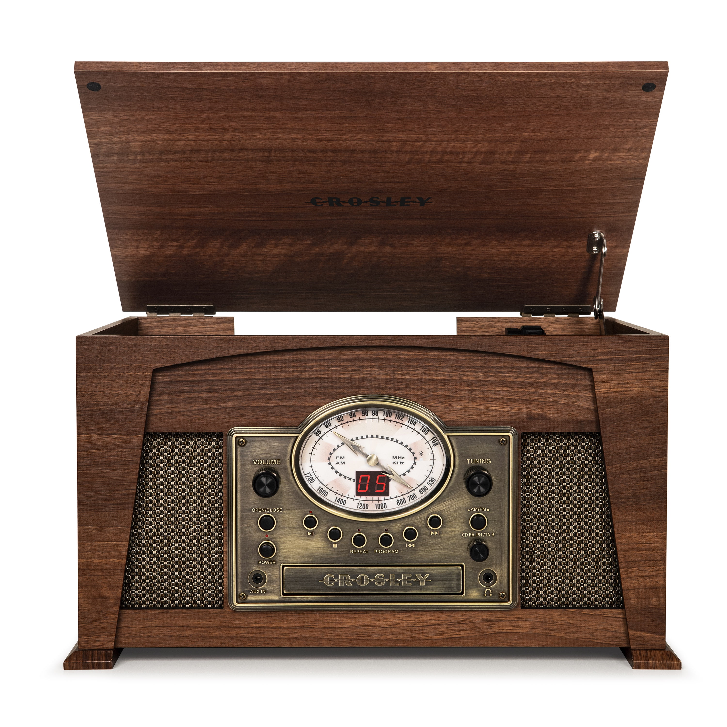 Victrola Nostalgic Classic Wood 6-in-1 Bluetooth Turntable Entertainment Center 