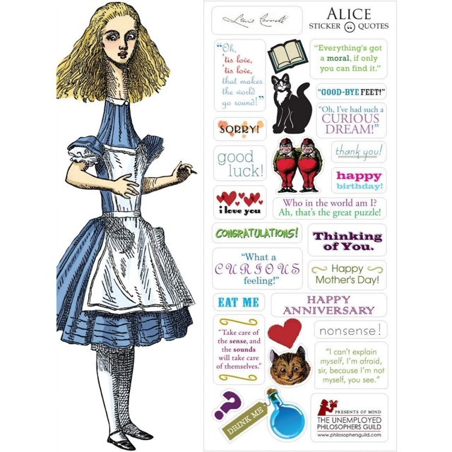 Wonderland Alice Quotable Notable - Greeting Card and Sticker Sheet - Envelope Included