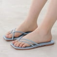 thumbnail image 2 of Mepaouo Strappy Flat Sandals for Women Square Open Toe Slides Slippers Summer Beach Shoes Flip Flops, 2 of 6