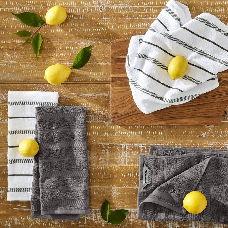KitchenAid Albany Kitchen Towel Set, Set of 4 - Grey