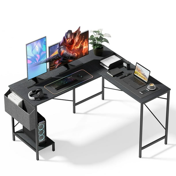 Escritorio en forma de L, simple, de lujo, para videojuegos, reversible, 127 cm