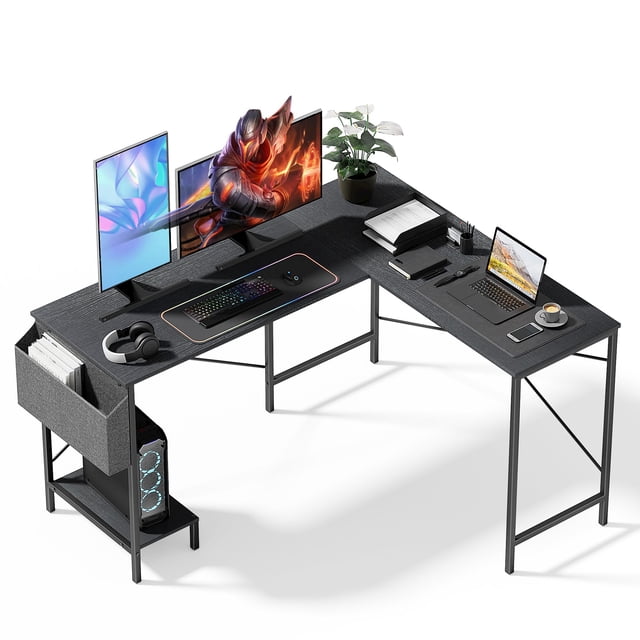 Escritorio en forma de L, simple, de lujo, para videojuegos, reversible, 127 cm