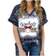 thumbnail image 2 of Fiudx Camisas para Mujer Camiseta Holgada Estampada con Cuello En V y Manga Corta para Mujer, 2 of 5