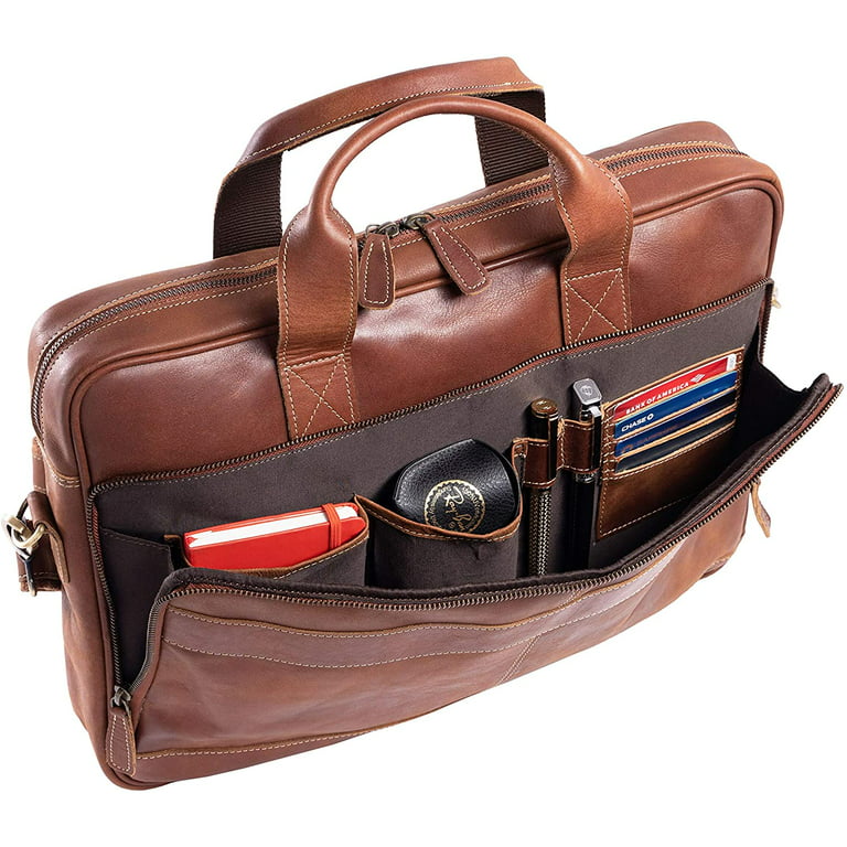 KomalC 18 Inch Leather briefcase Laptop Messenger Bags for Men and