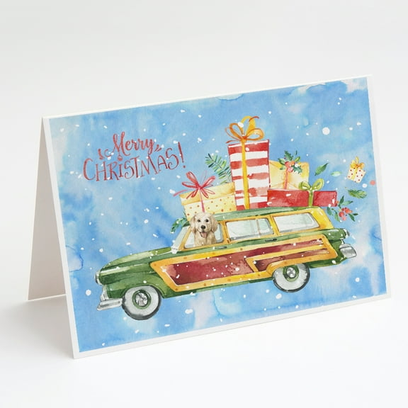 Merry Christmas Golden Retriever Greeting Cards and Envelopes Pack of 8
